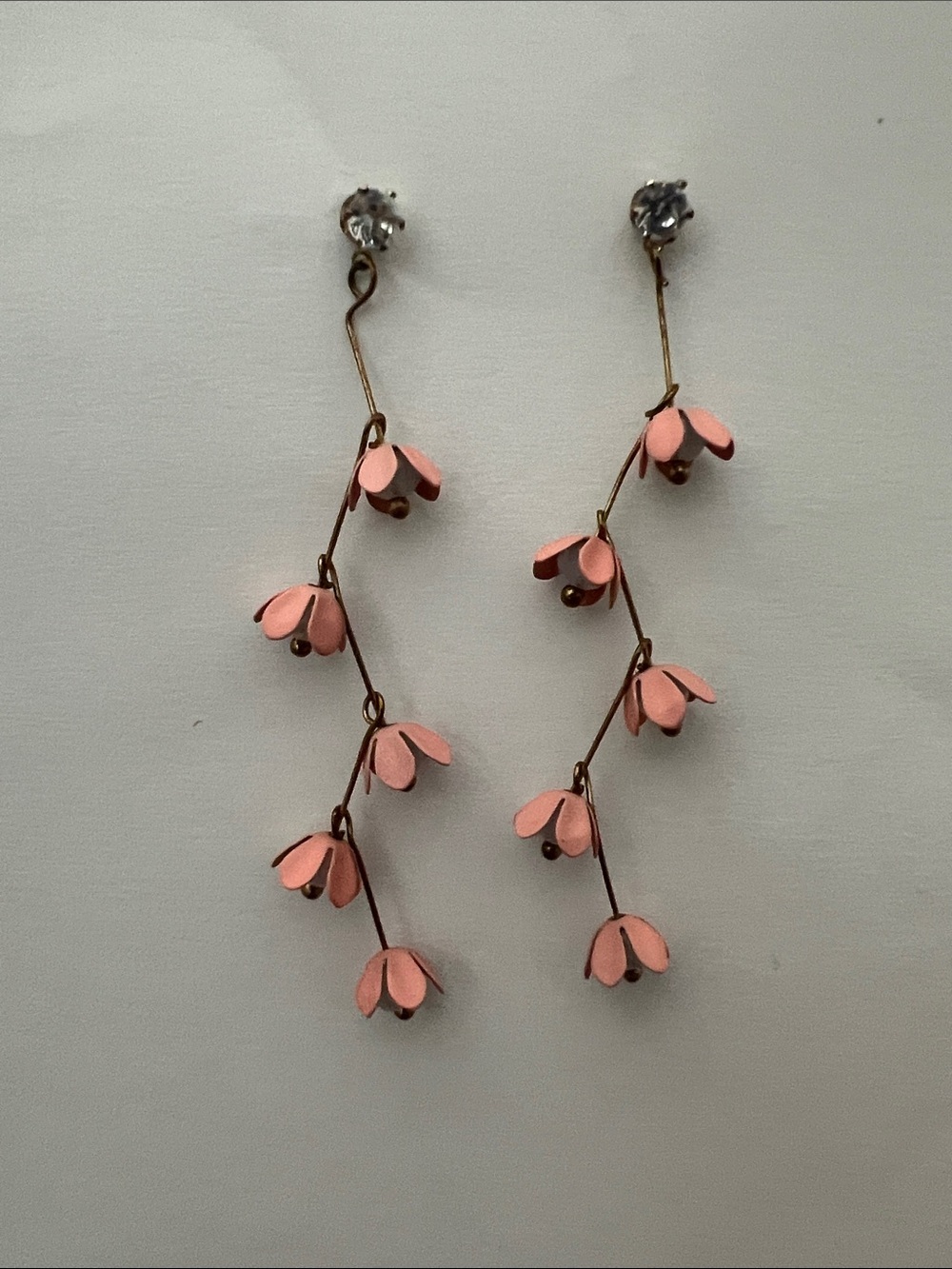 Delicate Pink Floral Drop Earrings - Women Jewelry